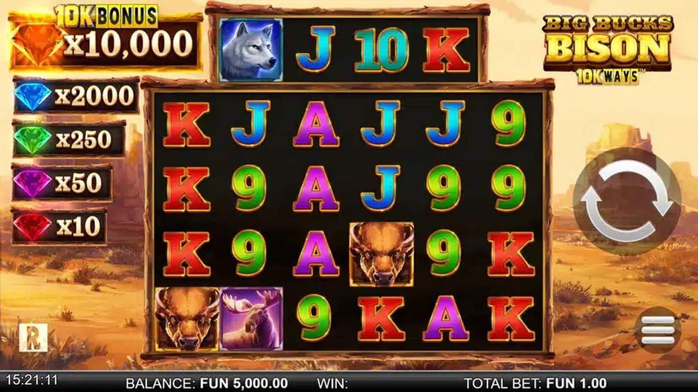 Big Bucks Bison 10K Ways: image of main menu
