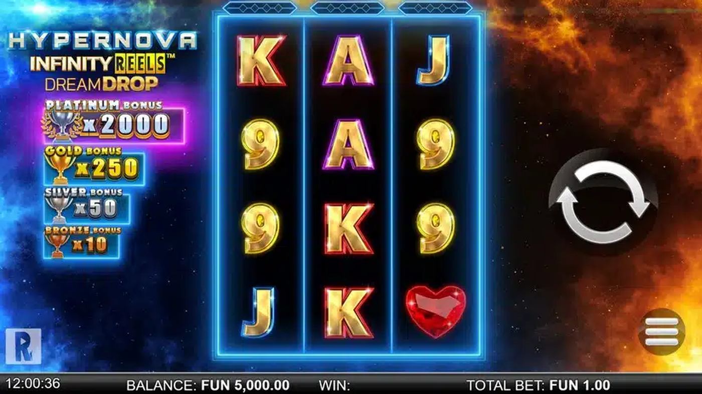 Hypernova Infinity Reels Dream Drop: image of main menu