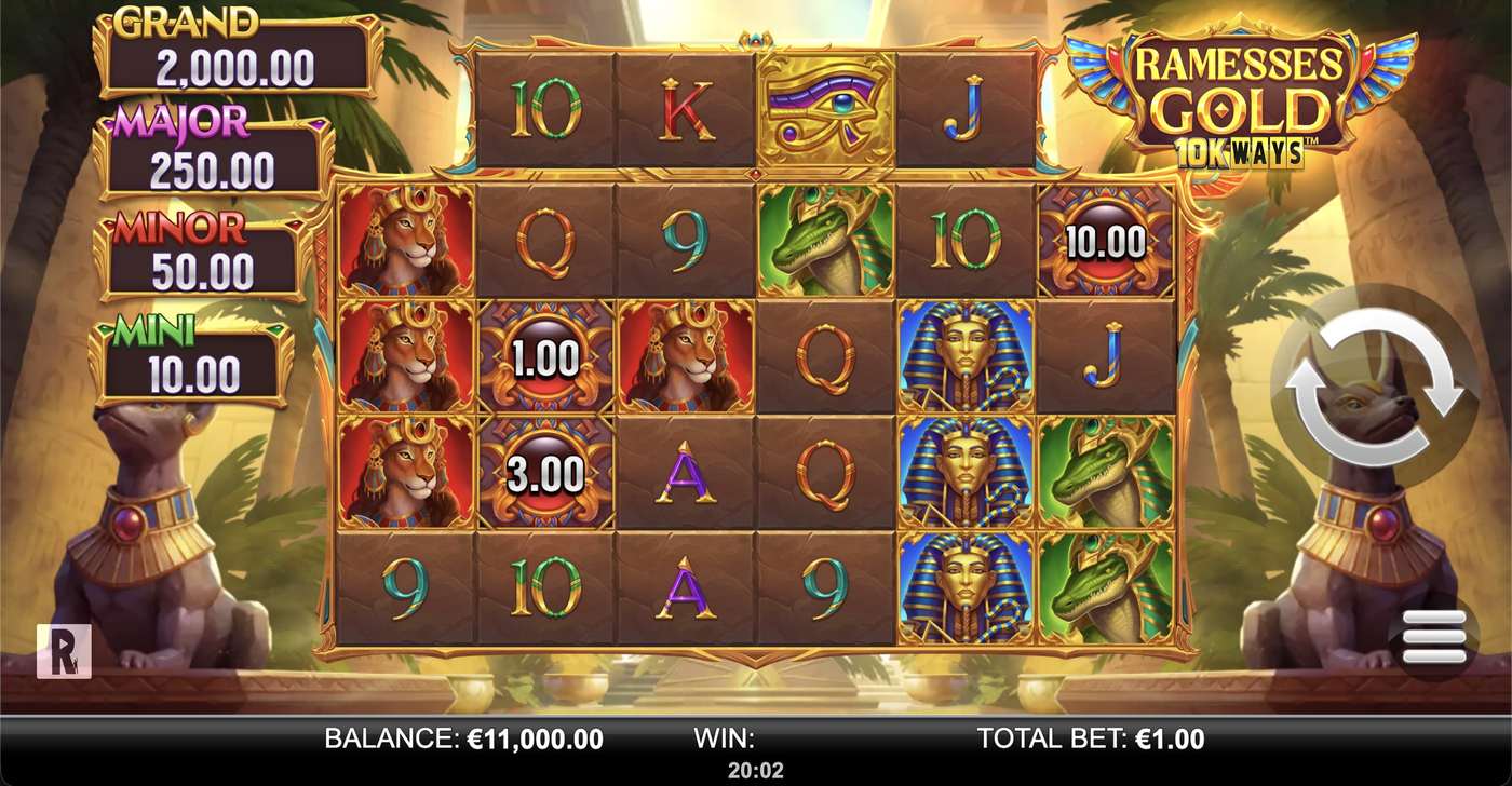 Ramesses Gold 10K Ways: image of main menu