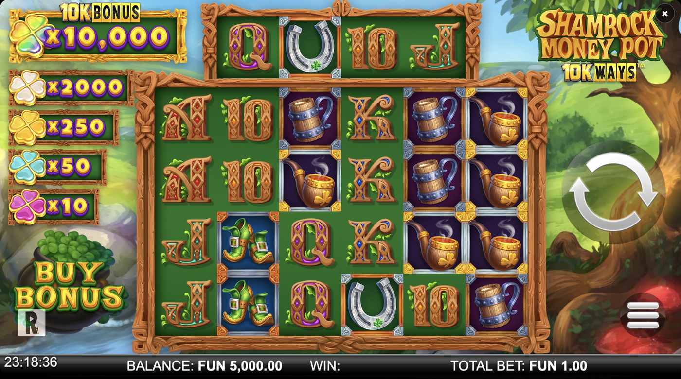 Shamrock Money Pot 10K Ways: image of main menu