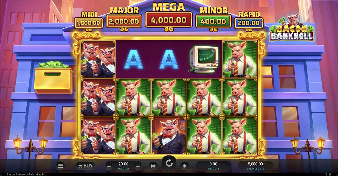 Bacon Bankroll: image of main menu