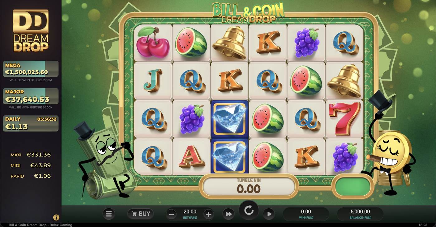 Bill & Coin Dream Drop: image of main menu