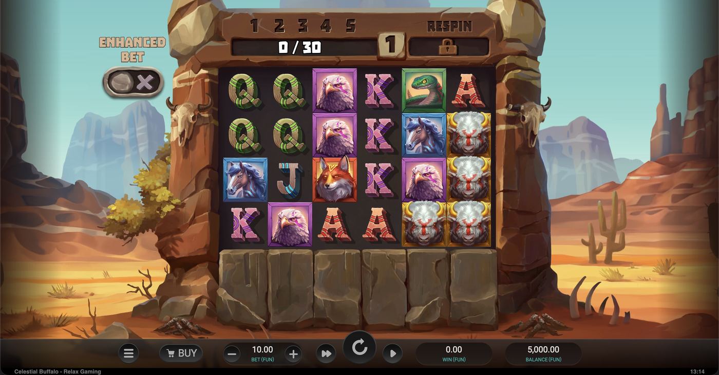 Celestial Buffalo: image of main menu