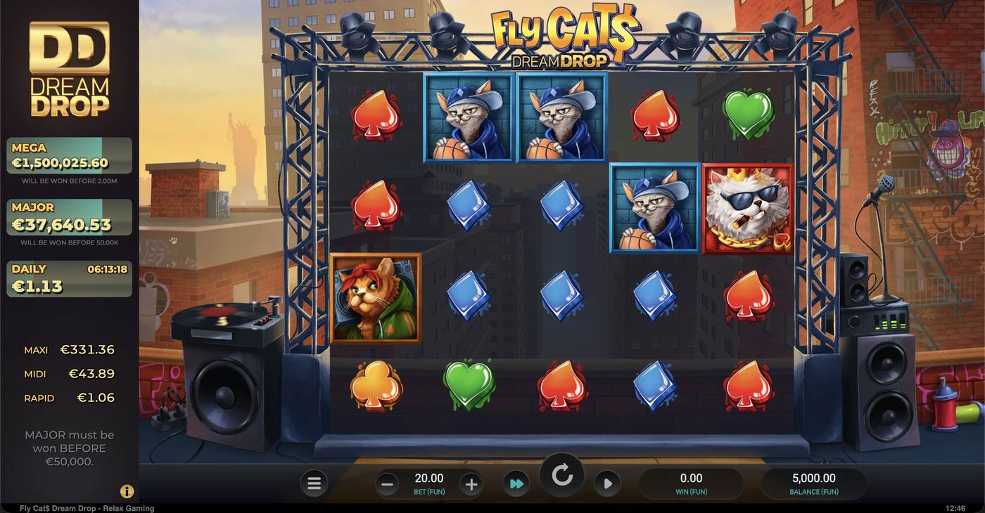 Fly Cat$ Dream Drop: image of main menu