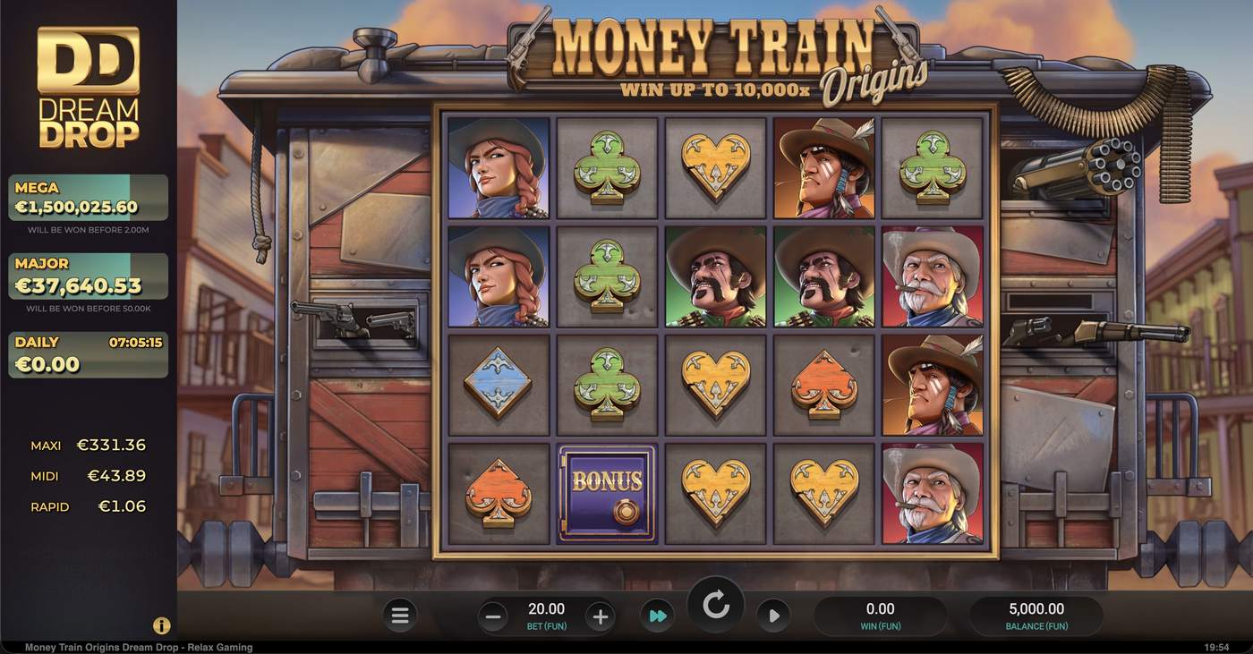 Money Train Origins Dream Drop: image of main menu