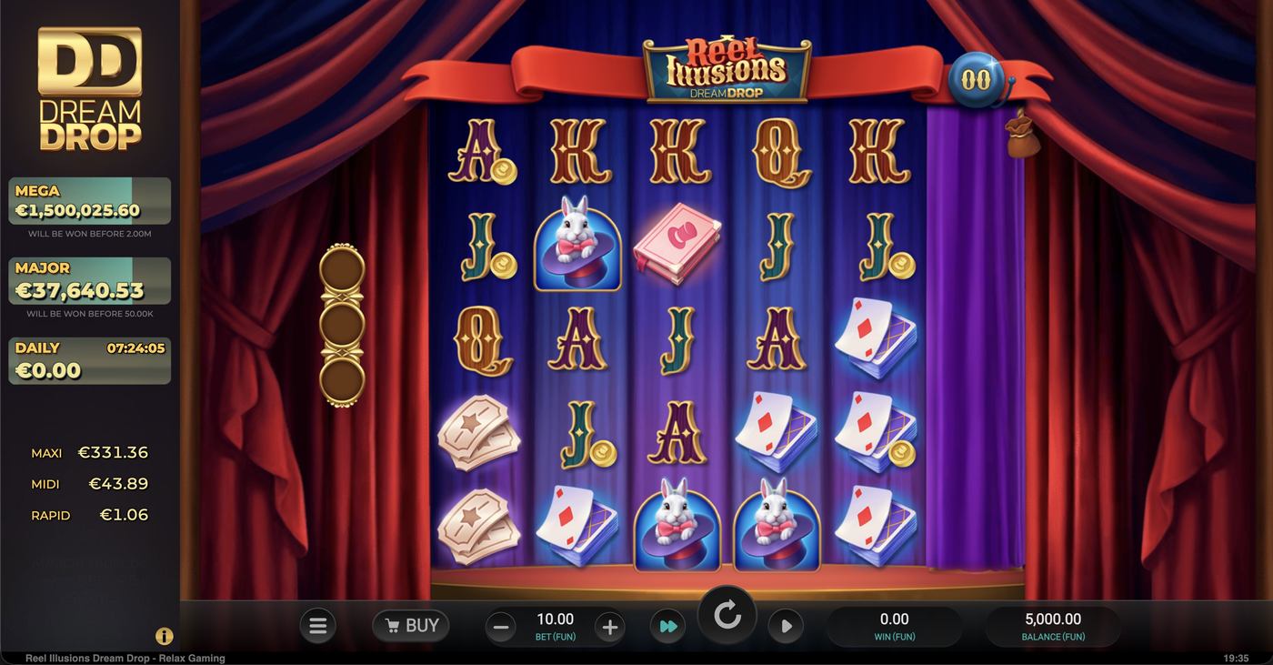 Reel Illusions Dream Drop: image of main menu