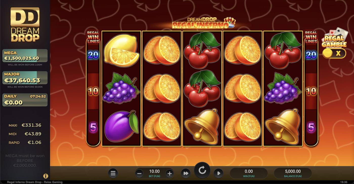 Regal Inferno Dream Drop: image of main menu