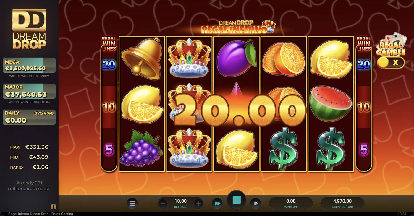 Regal Inferno Dream Drop: image of winning
