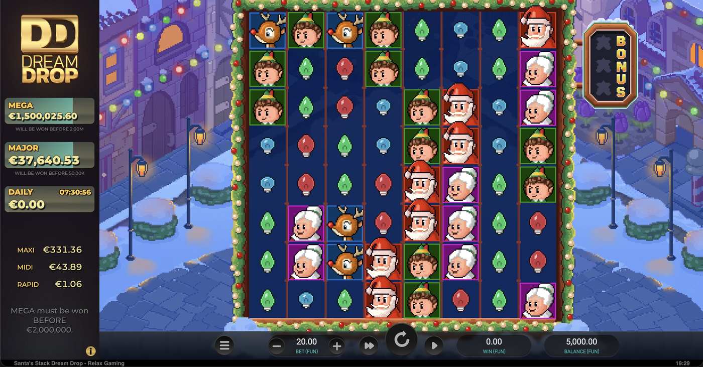 Santa's Stack Dream Drop: image of main menu