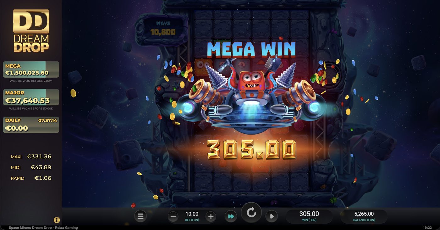 Space Miners Dream Drop: image of winning