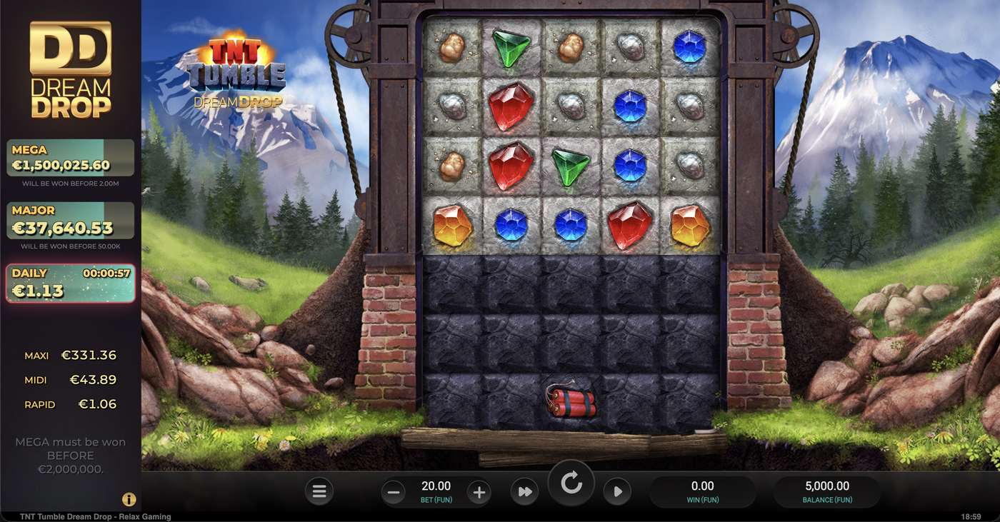 TNT Tumble Dream Drop: image of main menu