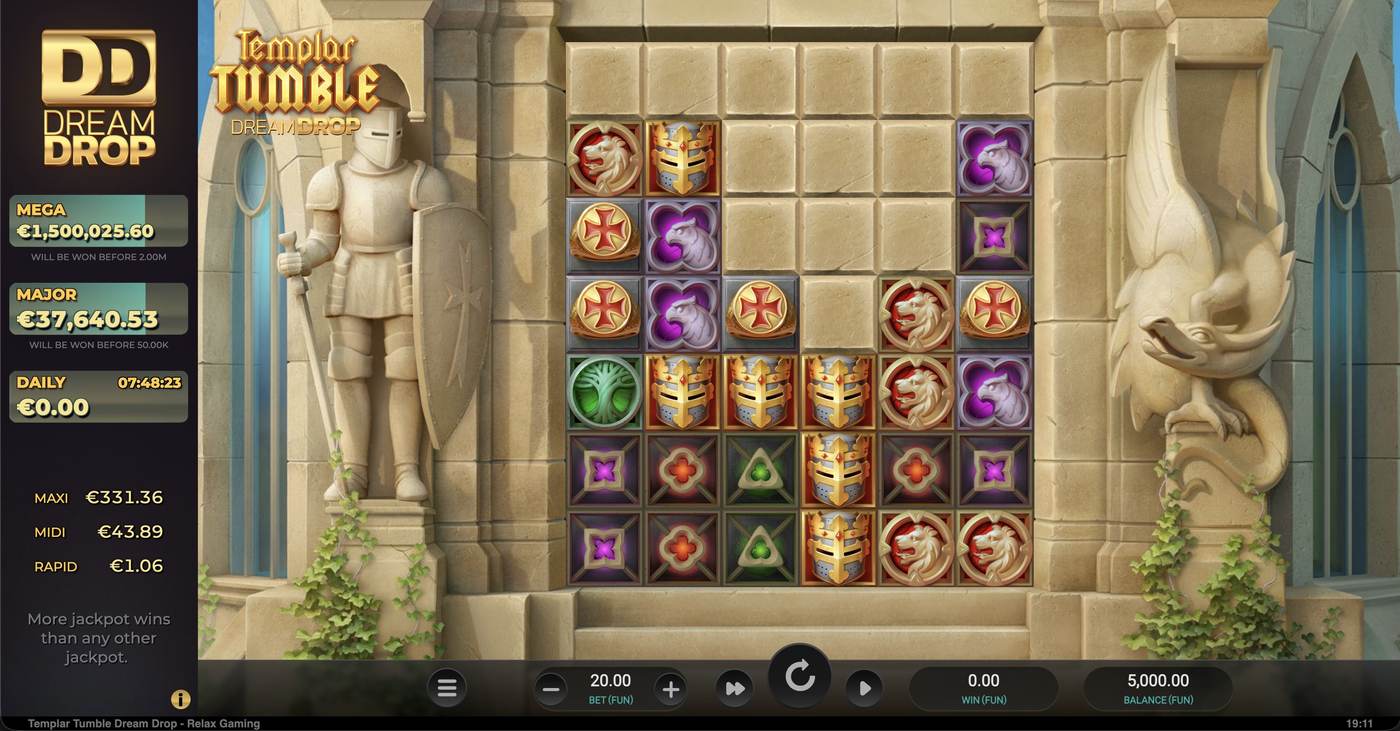Templar Tumble Dream Drop: image of main menu