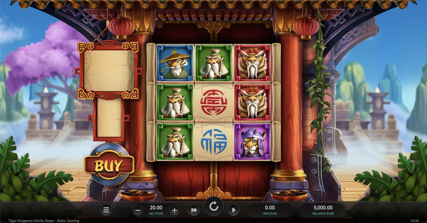 Tiger Kingdom Infinity Reels: image of main menu
