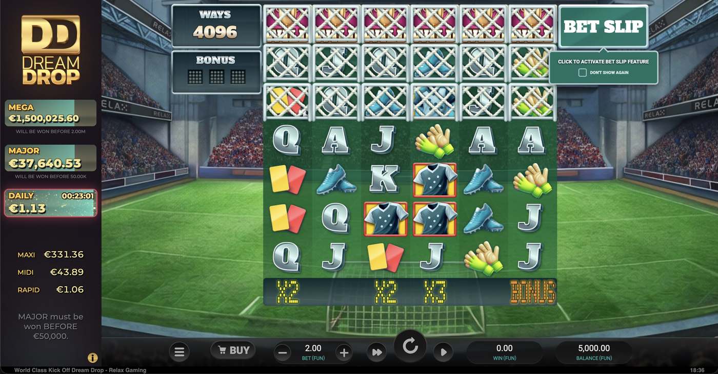 World Class Kick Off Dream Drop: image of main menu