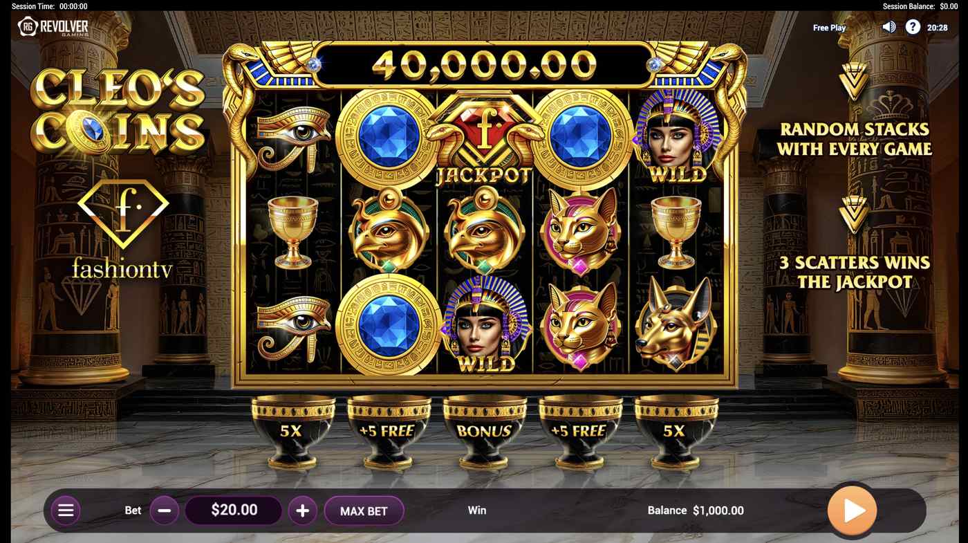 Cleo's Coins – Fashion TV: image of main menu