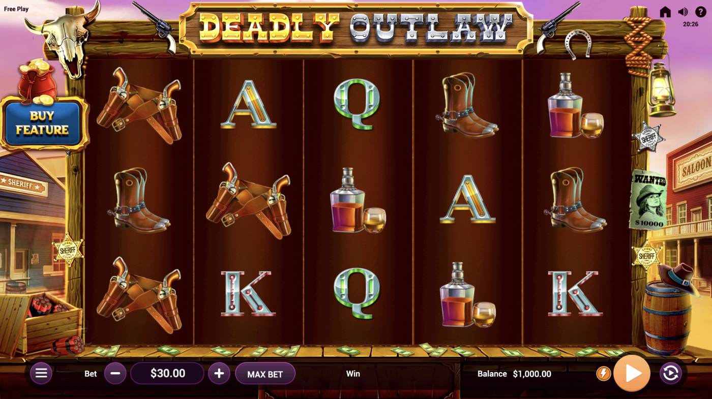 Deadly Outlaw: image of main menu