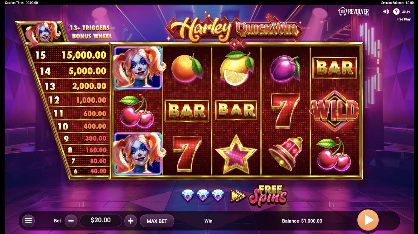 Harley QuickWin: image of main menu