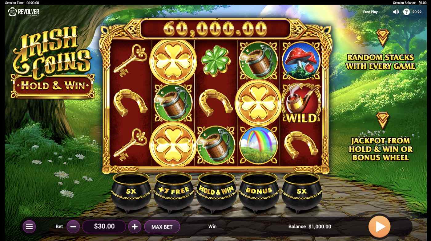 Irish Coins Hold & Win: image of main menu
