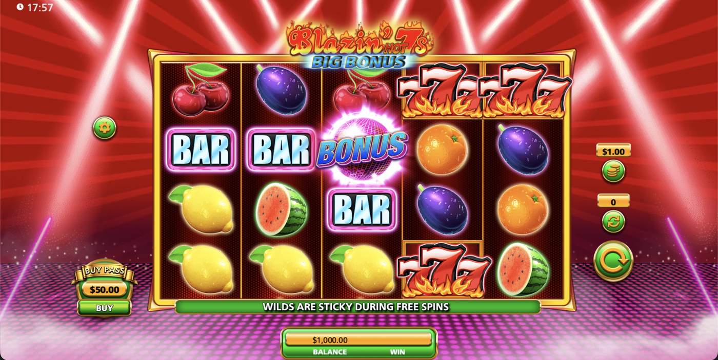 Blazin Hot 7s Big Bonus: image of main menu