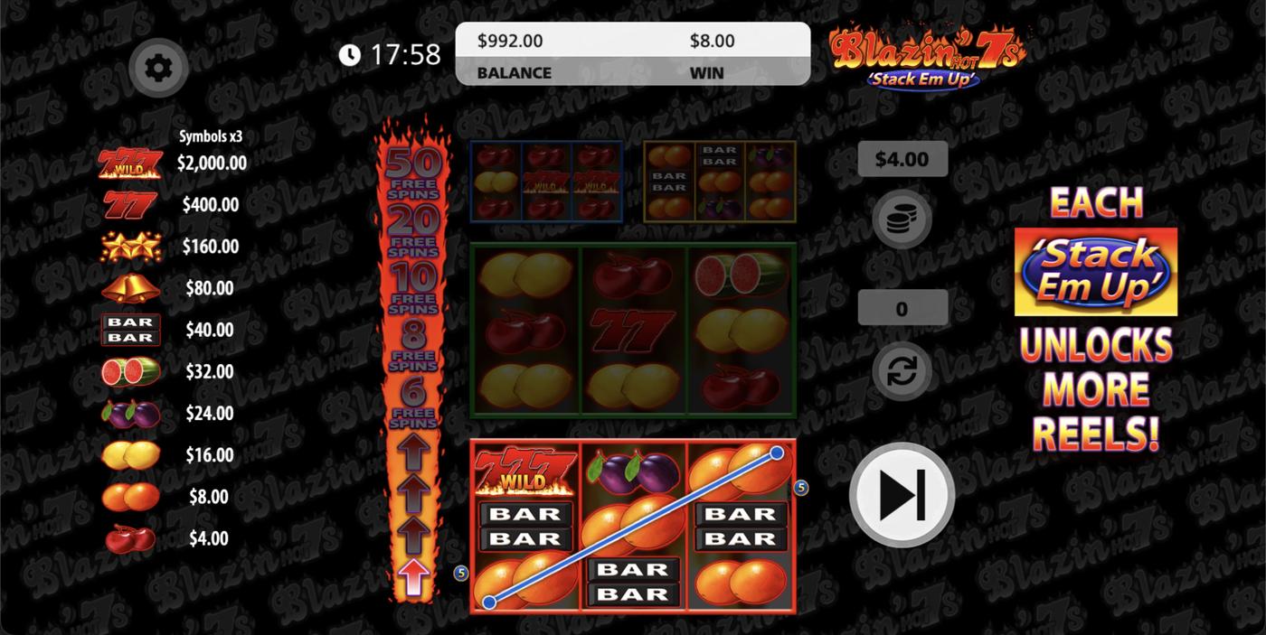 Blazin Hot 7s Stack Em Up: image of winning