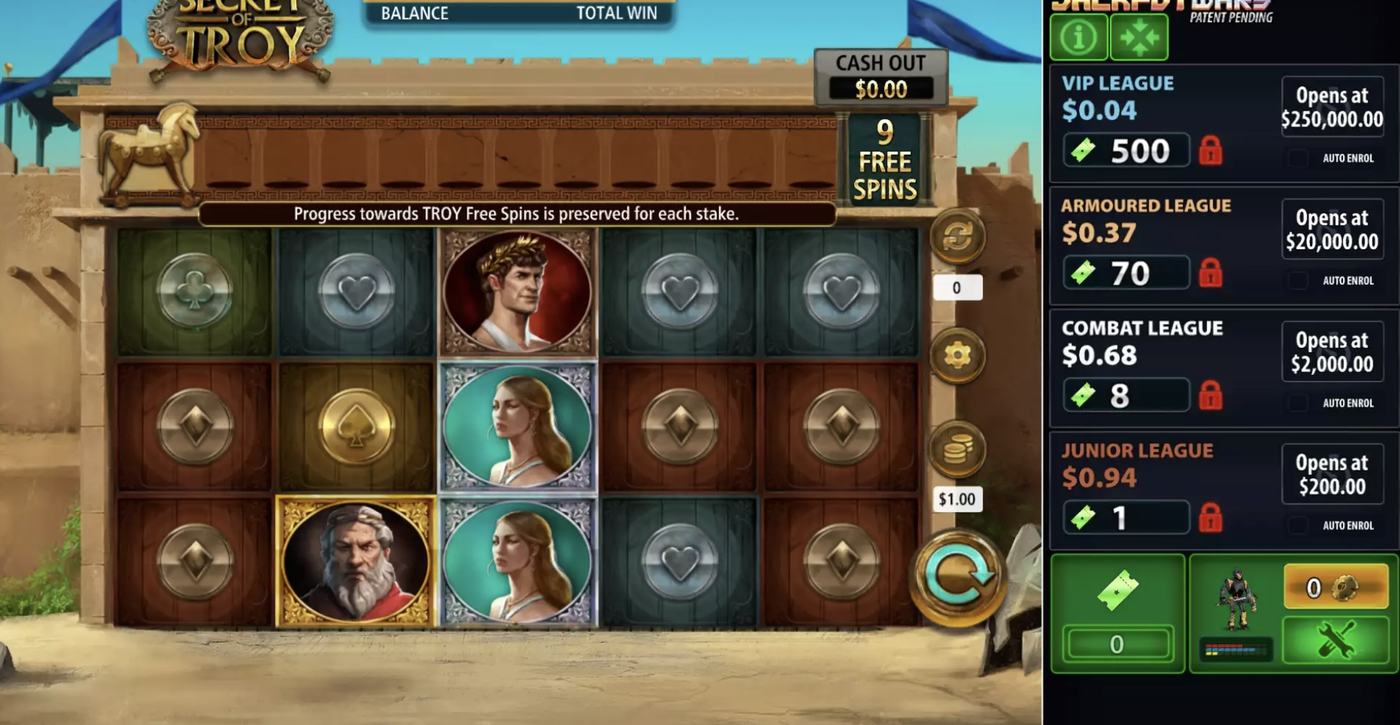 Secret of Troy Jackpot Wars: image of main menu