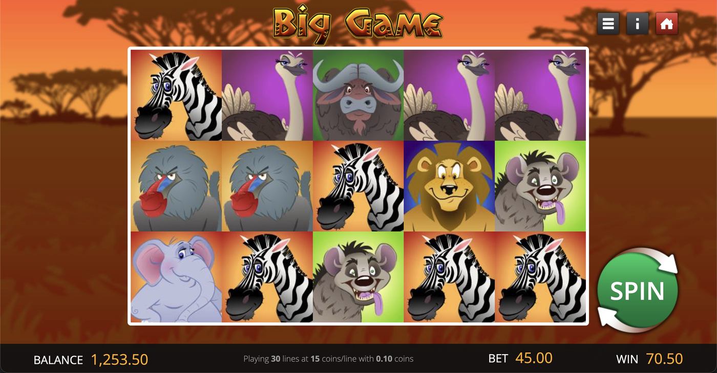 Big Game: image of main menu