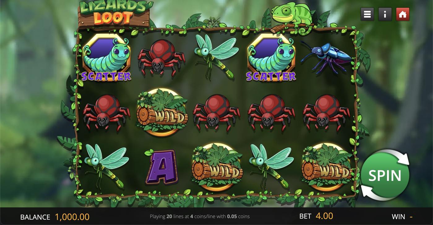 Lizards’ Loot: image of main menu