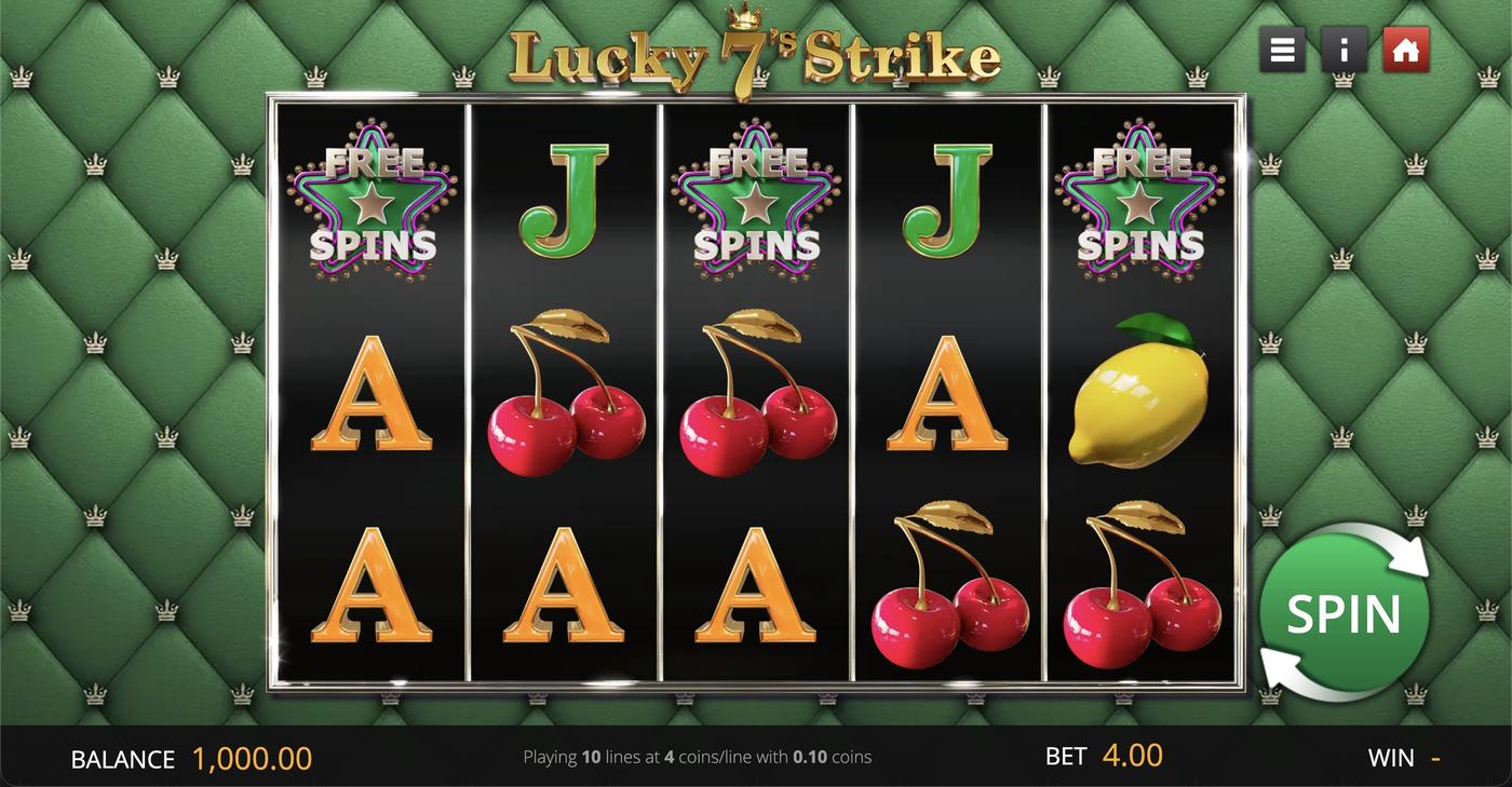 Lucky 7s Strike: image of main menu