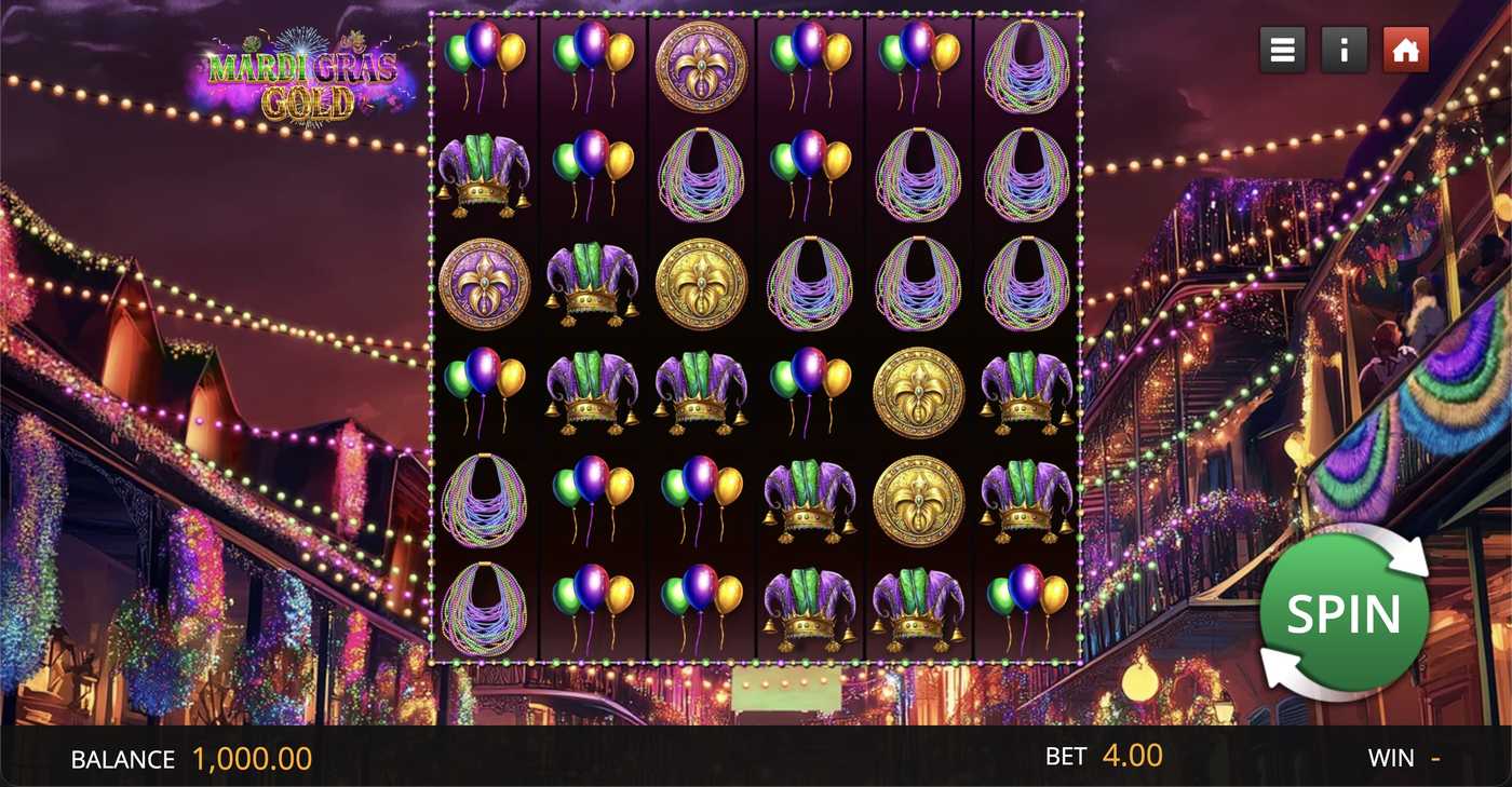 Mardi Gras Gold: image of main menu
