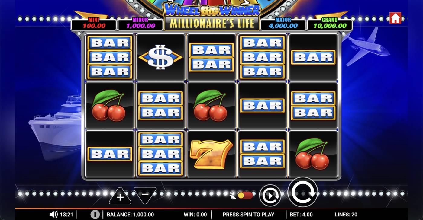 Wheel Big Winner Millionaires Life: image of main menu