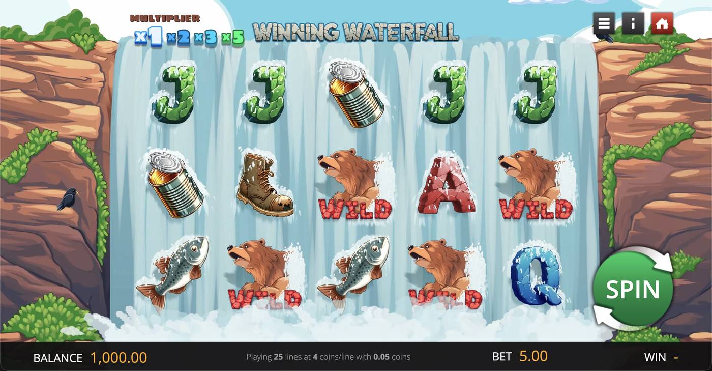 Winning Waterfall: image of main menu