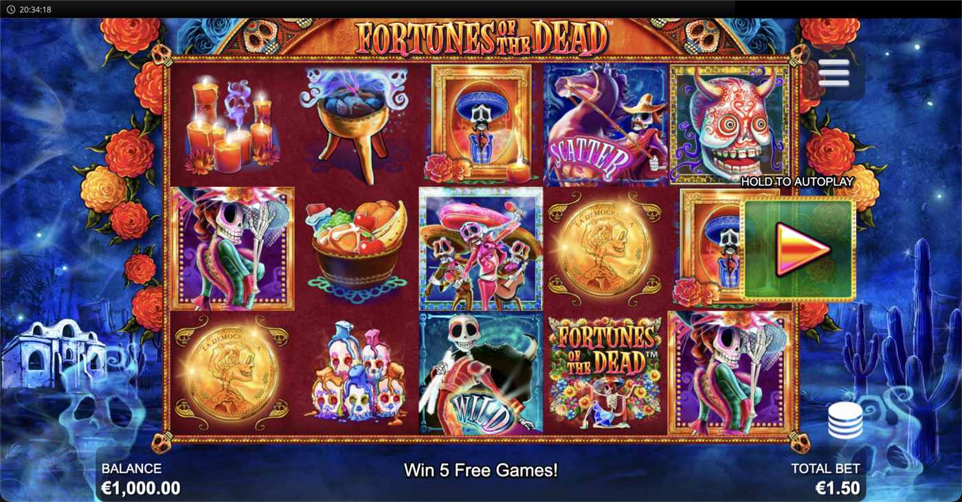 Fortunes of the Dead: image of main menu
