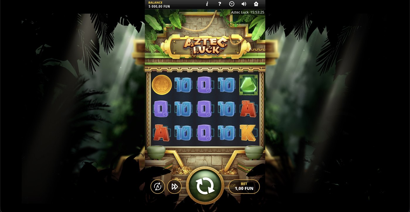 Aztec Luck: image of main menu