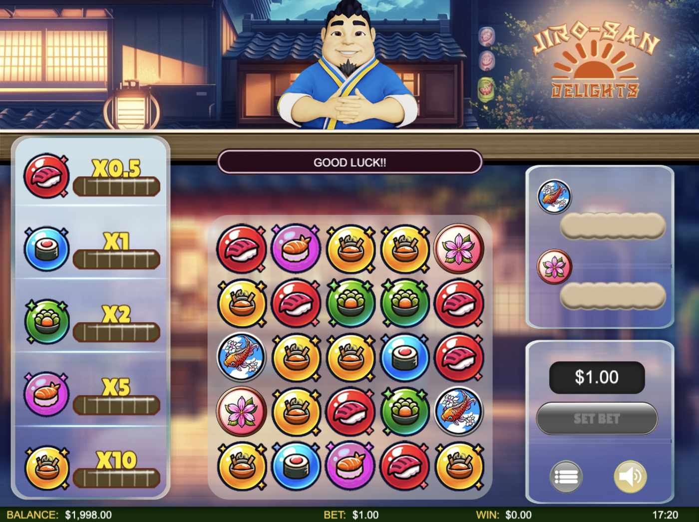 Jiro-San Delights: image of main menu