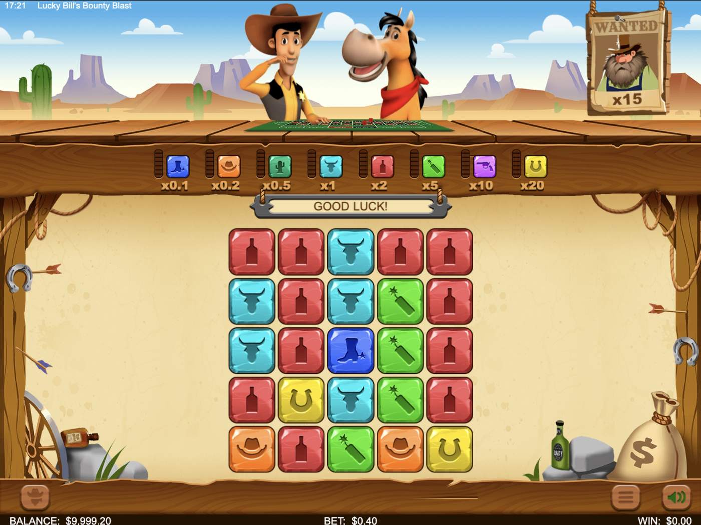 Lucky Bills Bounty Blast: image of main menu