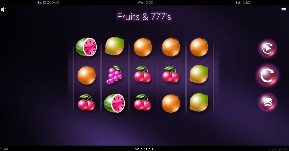 Fruits and 777s: image of main menu