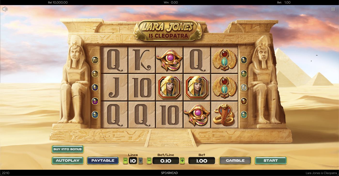 Lara Jones is Cleopatra: image of main menu