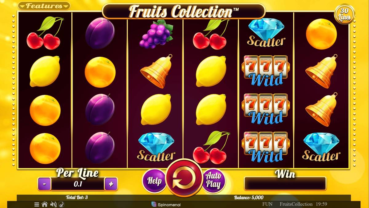 Fruits Collection 30 Lines: image of main menu