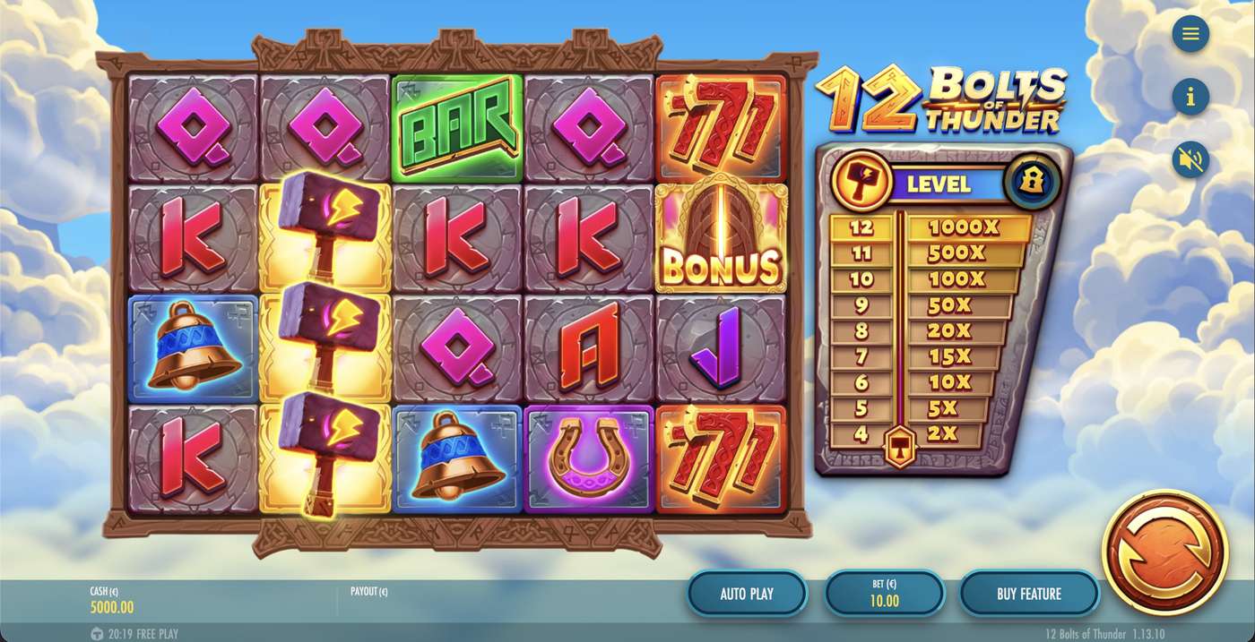 12 Bolts of Thunder: image of main menu
