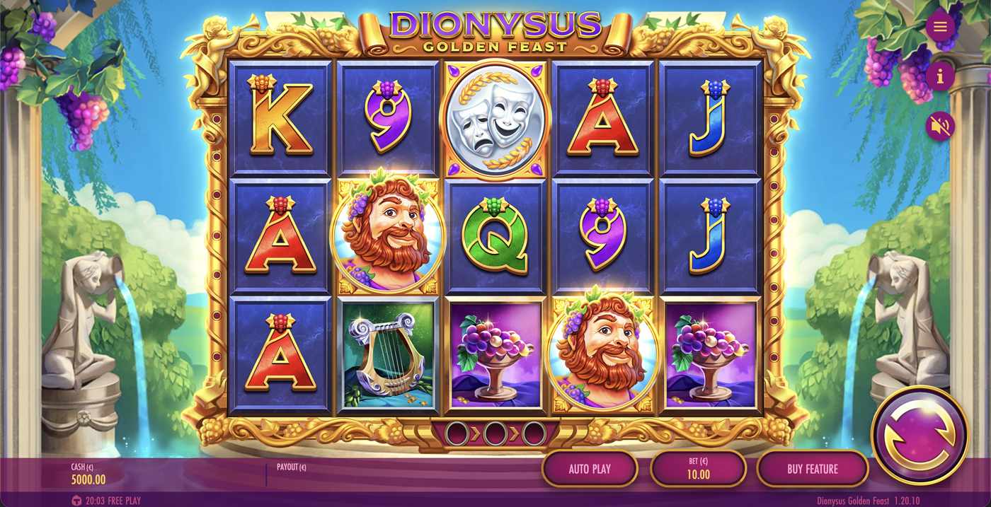 Dionysus Golden Feast: image of main menu