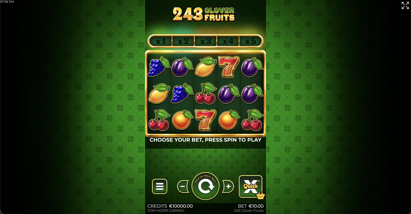 243 Clover Fruits: image of main menu