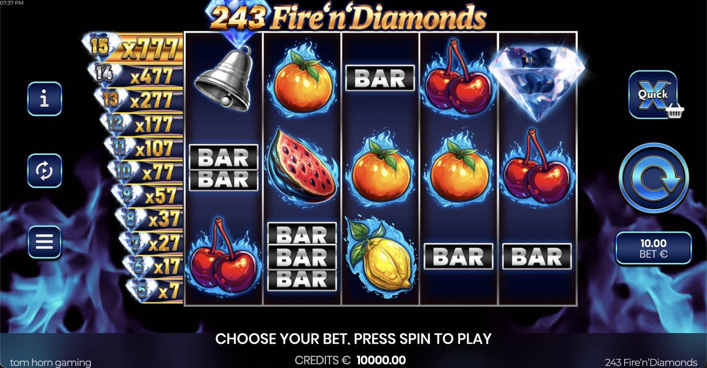 243 Fire'n'Diamonds: image of main menu