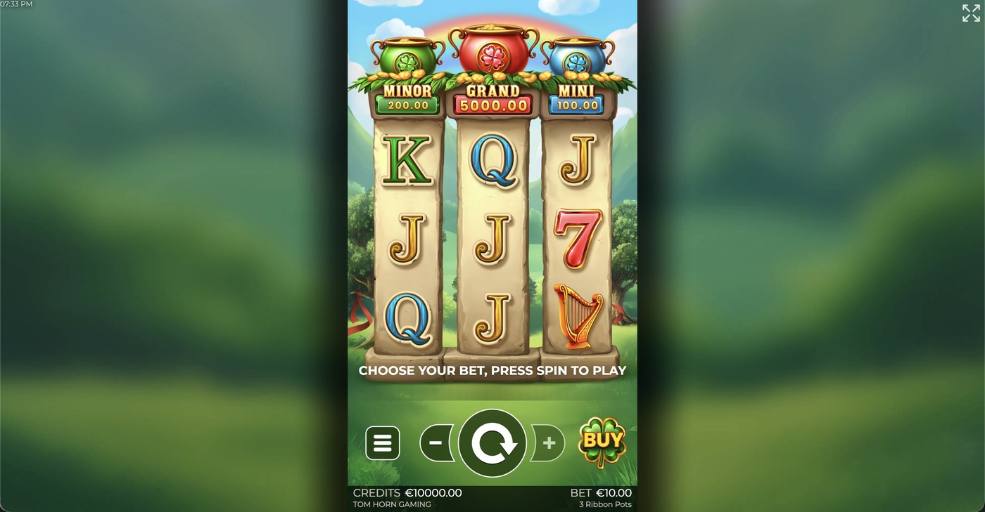 3 Ribbon Pots: image of main menu