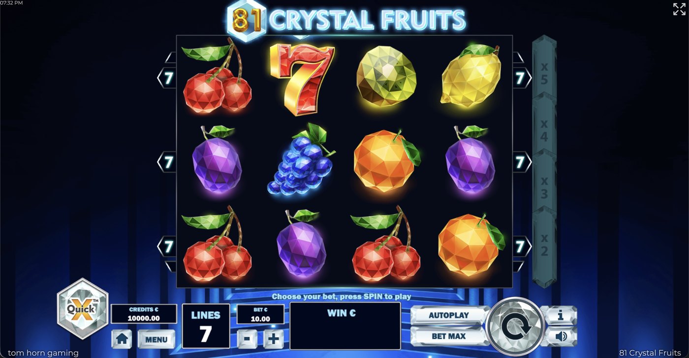 81 Crystal Fruits: image of main menu
