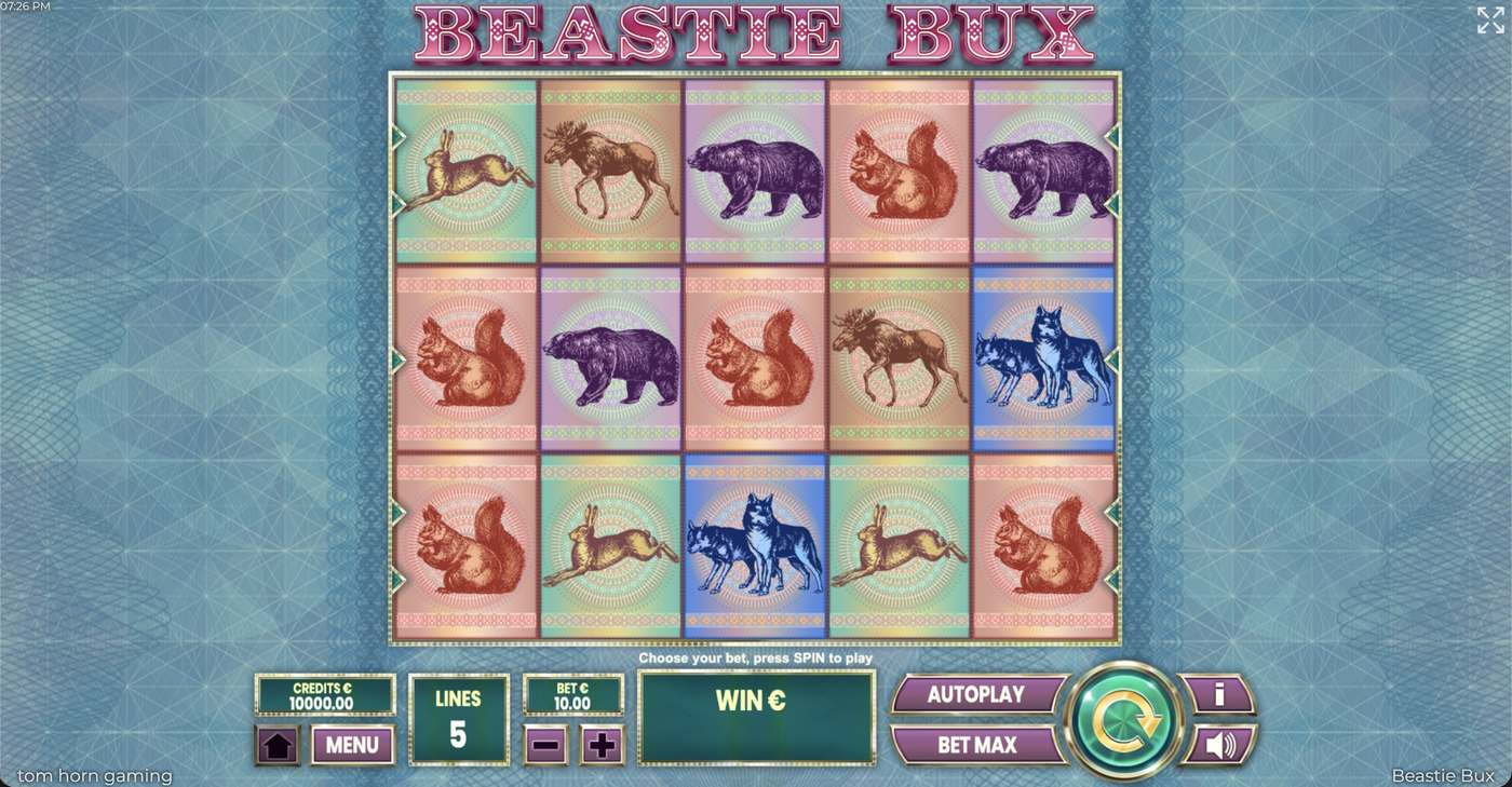 Beastie Bux: image of main menu