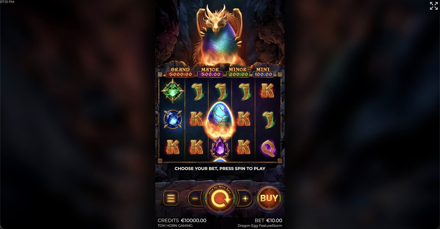 Dragon Egg Feature Storm: image of main menu
