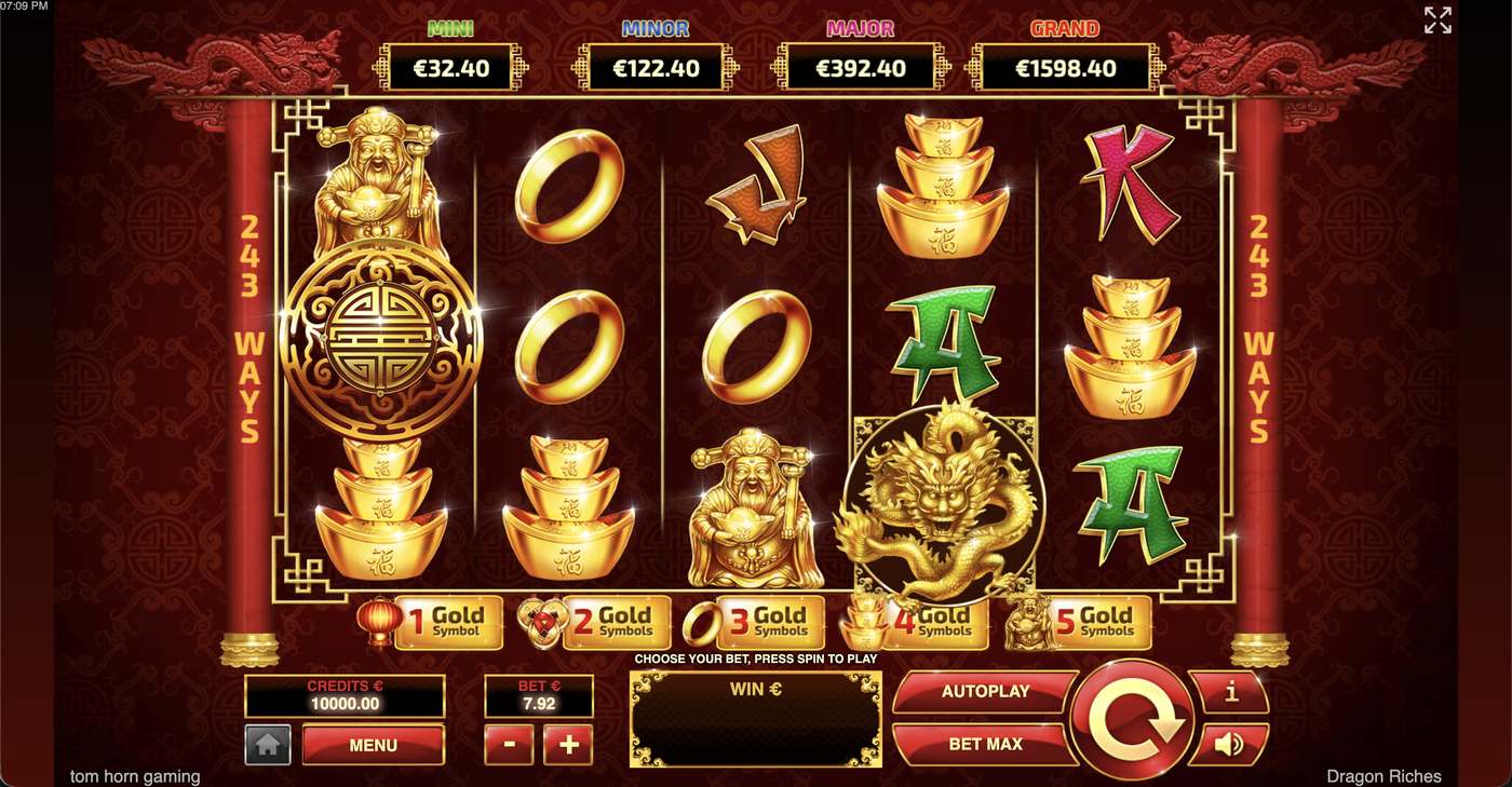 Dragon Riches: image of main menu