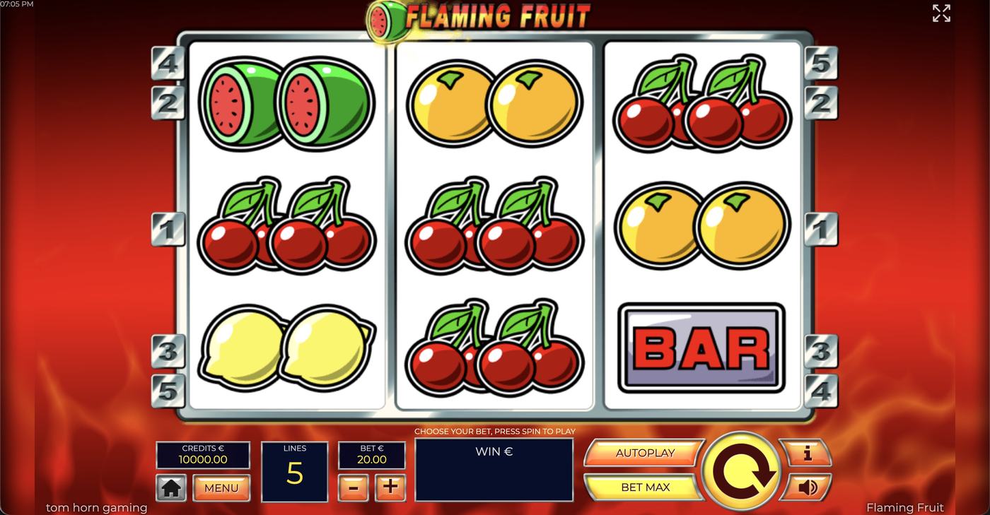 Flaming Fruit: image of main menu