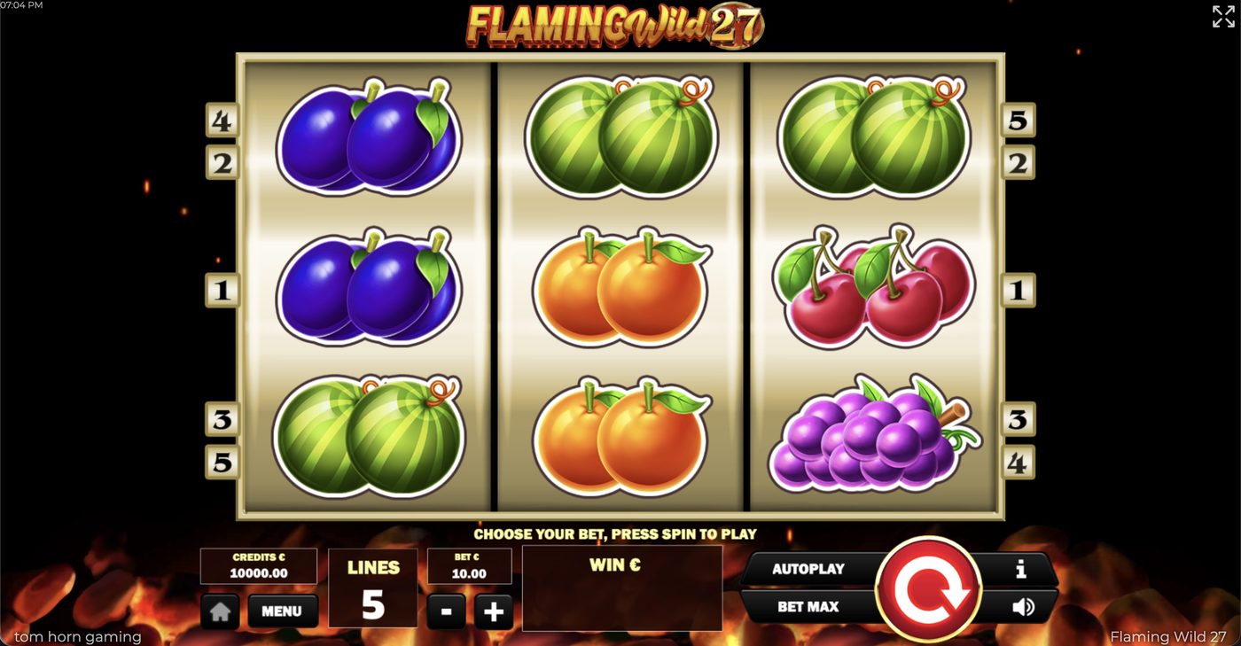 Flaming Wild 27: image of main menu