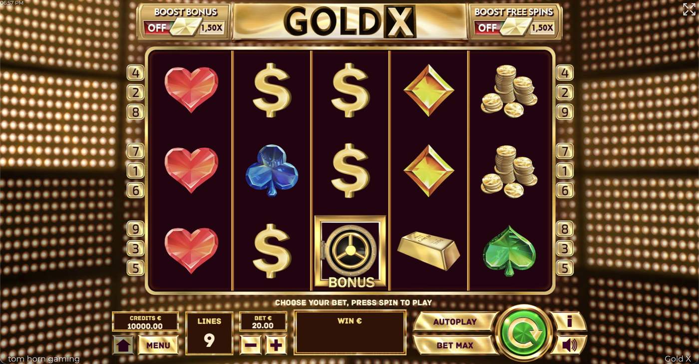 Gold X: image of main menu